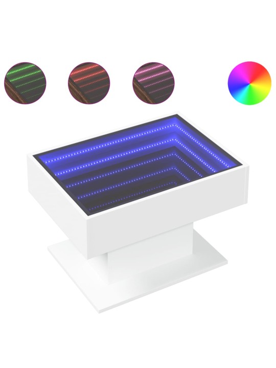Konferenční stolek s LED bílý 70 x 50 x 45 cm kompozitní dřevo