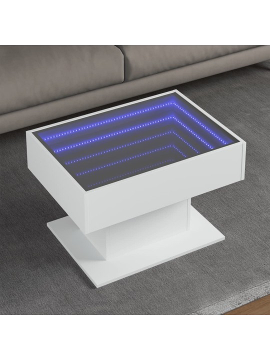 Konferenční stolek s LED bílý 70 x 50 x 45 cm kompozitní dřevo