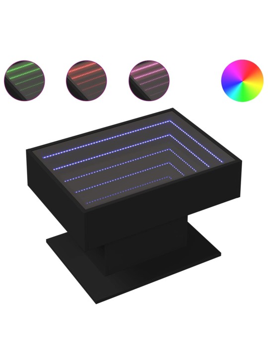 Konferenční stolek s LED černý 70 x 50 x 45 cm kompozitní dřevo
