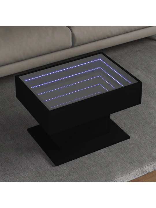 Konferenční stolek s LED černý 70 x 50 x 45 cm kompozitní dřevo