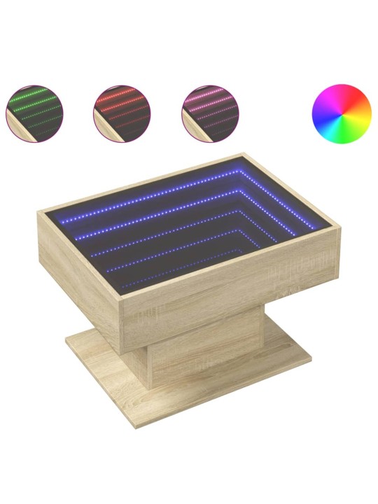 Konferenční stolek s LED dub sonoma 70 x 50 x 45 cm kompozit
