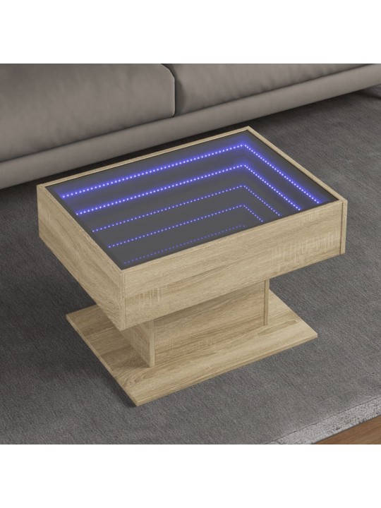 Konferenční stolek s LED dub sonoma 70 x 50 x 45 cm kompozit