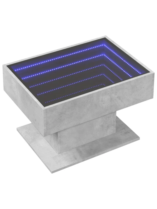 Konferenční stolek s LED betonově šedý 70 x 50 x 45 cm kompozit