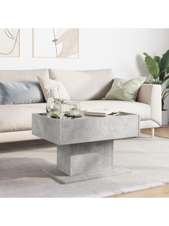 Konferenční stolek s LED betonově šedý 70 x 50 x 45 cm kompozit