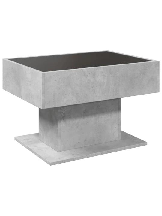 Konferenční stolek s LED betonově šedý 70 x 50 x 45 cm kompozit