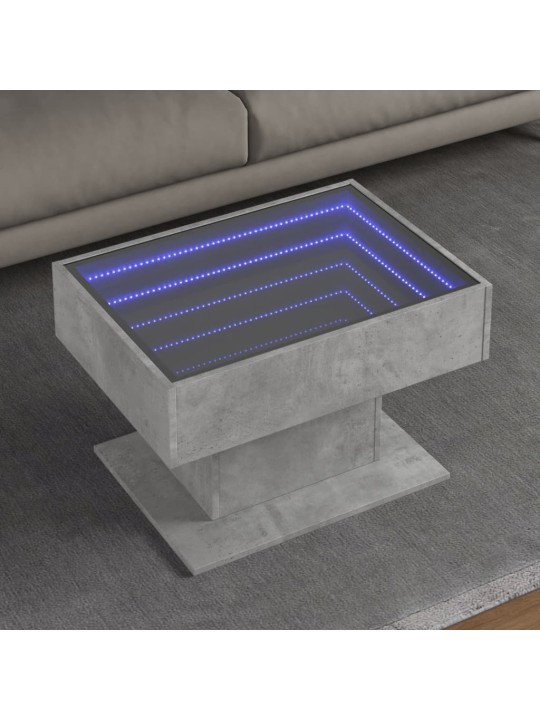 Konferenční stolek s LED betonově šedý 70 x 50 x 45 cm kompozit
