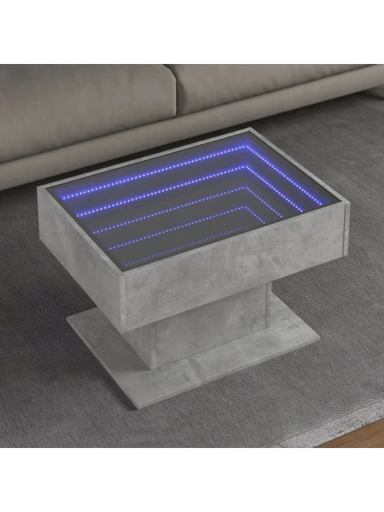 Konferenční stolek s LED betonově šedý 70 x 50 x 45 cm kompozit