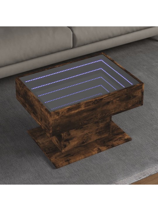 Konferenční stolek s led kouřový dub 70 x 50 x 45 cm kompozit