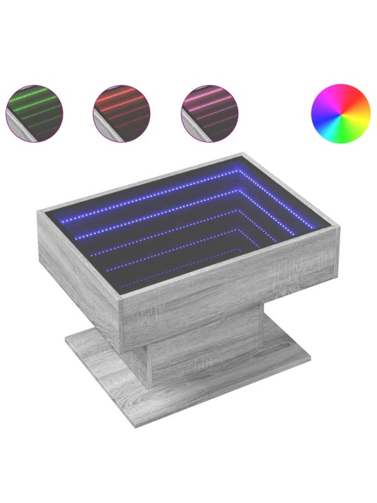 Konferenční stolek s led šedý sonoma 70 x 50 x 45 cm kompozit
