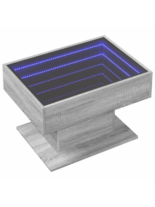 Konferenční stolek s led šedý sonoma 70 x 50 x 45 cm kompozit