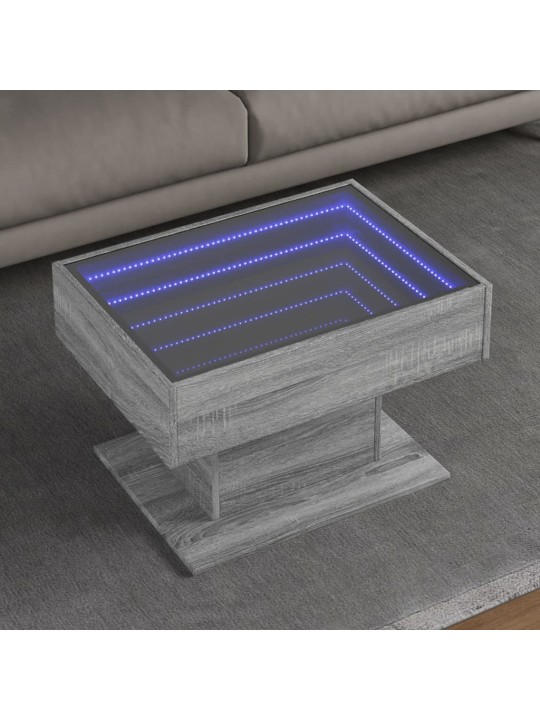 Konferenční stolek s led šedý sonoma 70 x 50 x 45 cm kompozit