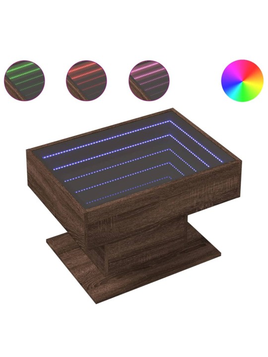 Konferenční stolek s led hnědý dub 70x50x45 cm kompozitní dřevo