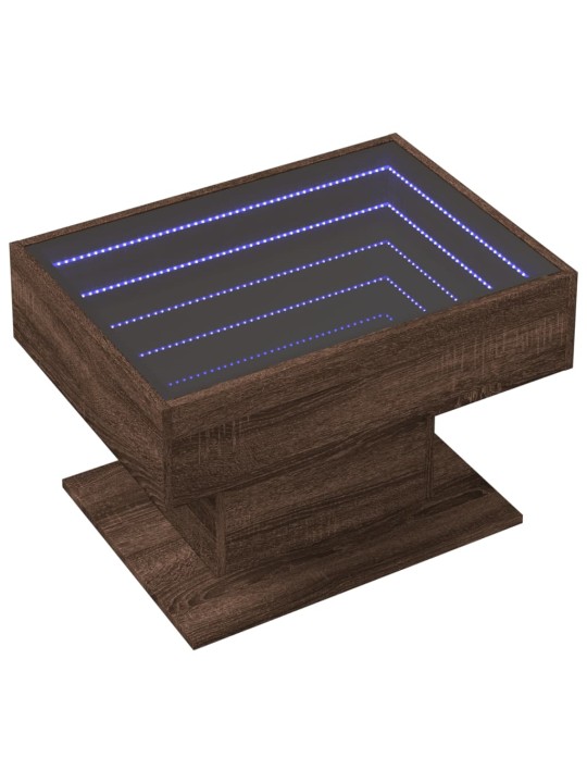Konferenční stolek s led hnědý dub 70x50x45 cm kompozitní dřevo