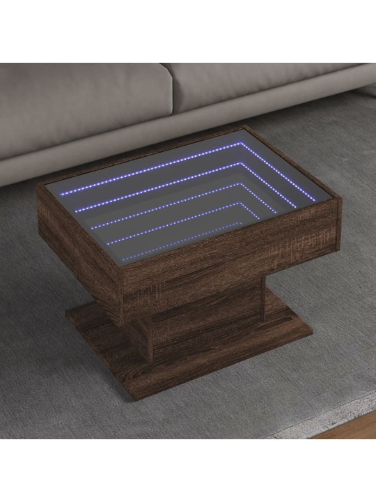 Konferenční stolek s led hnědý dub 70x50x45 cm kompozitní dřevo