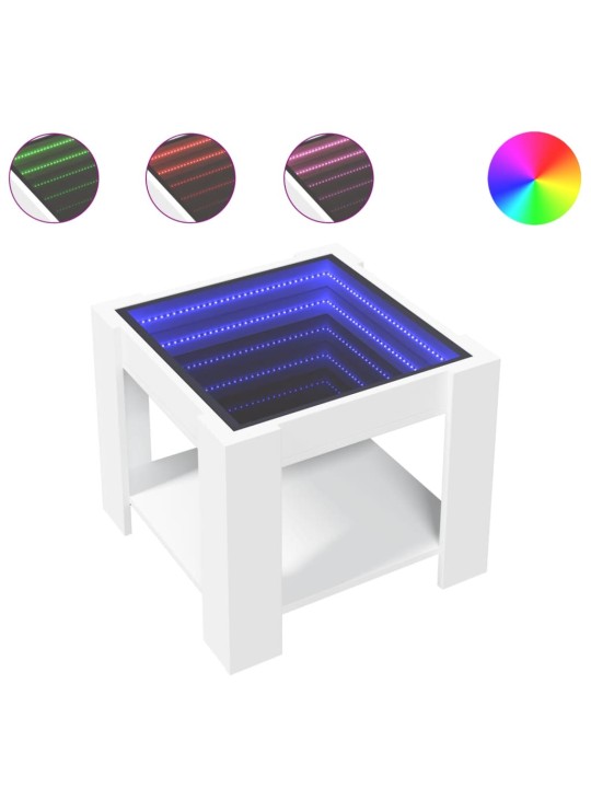 Konferenční stolek s LED bílý 53 x 53 x 45 cm kompozitní dřevo