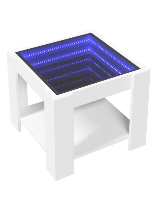 Konferenční stolek s LED bílý 53 x 53 x 45 cm kompozitní dřevo