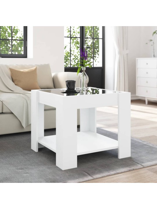 Konferenční stolek s LED bílý 53 x 53 x 45 cm kompozitní dřevo