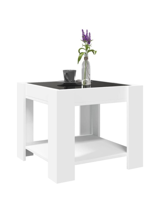 Konferenční stolek s LED bílý 53 x 53 x 45 cm kompozitní dřevo