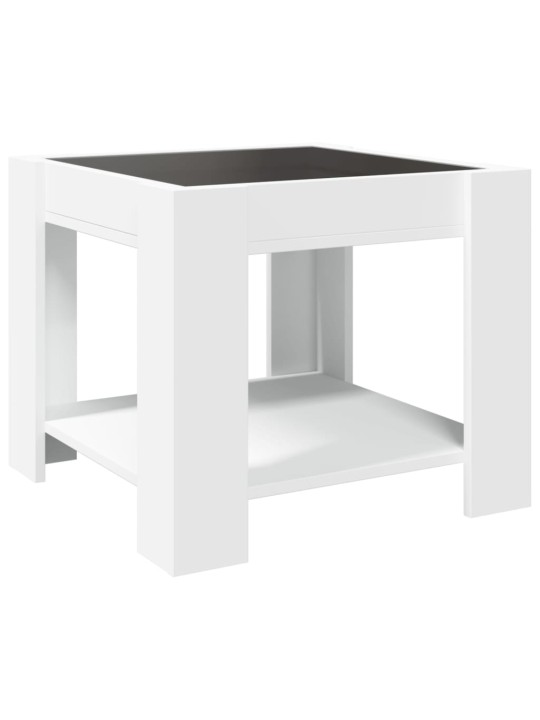 Konferenční stolek s LED bílý 53 x 53 x 45 cm kompozitní dřevo