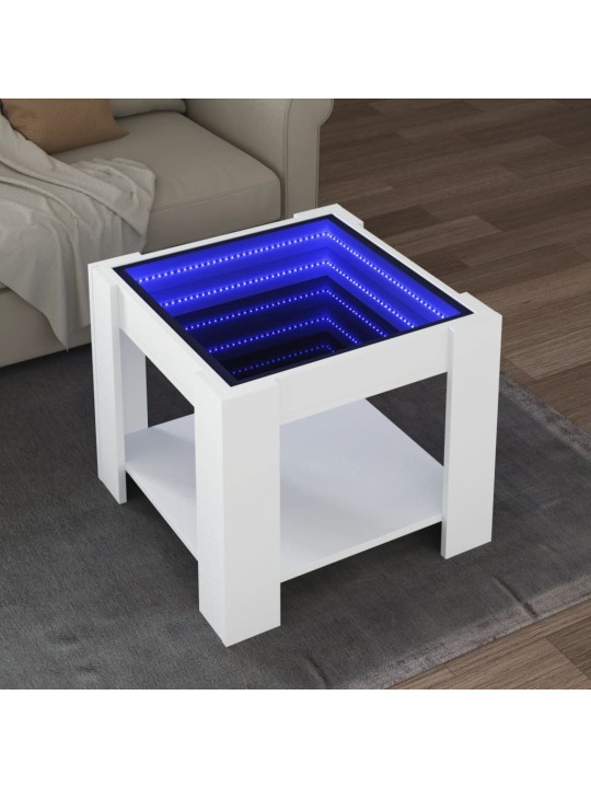 Konferenční stolek s LED bílý 53 x 53 x 45 cm kompozitní dřevo
