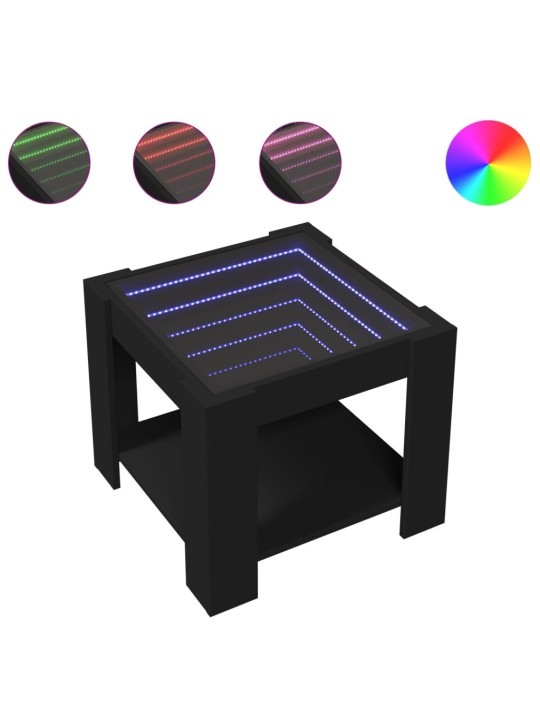 Konferenční stolek s LED černý 53 x 53 x 45 cm kompozitní dřevo