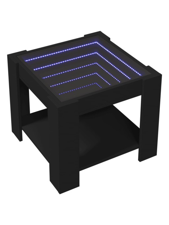 Konferenční stolek s LED černý 53 x 53 x 45 cm kompozitní dřevo