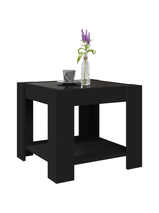 Konferenční stolek s LED černý 53 x 53 x 45 cm kompozitní dřevo