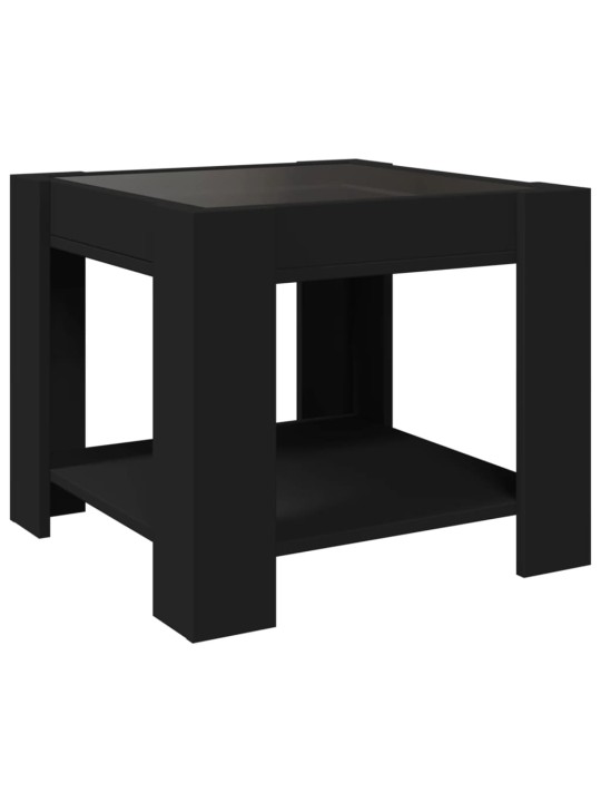 Konferenční stolek s LED černý 53 x 53 x 45 cm kompozitní dřevo