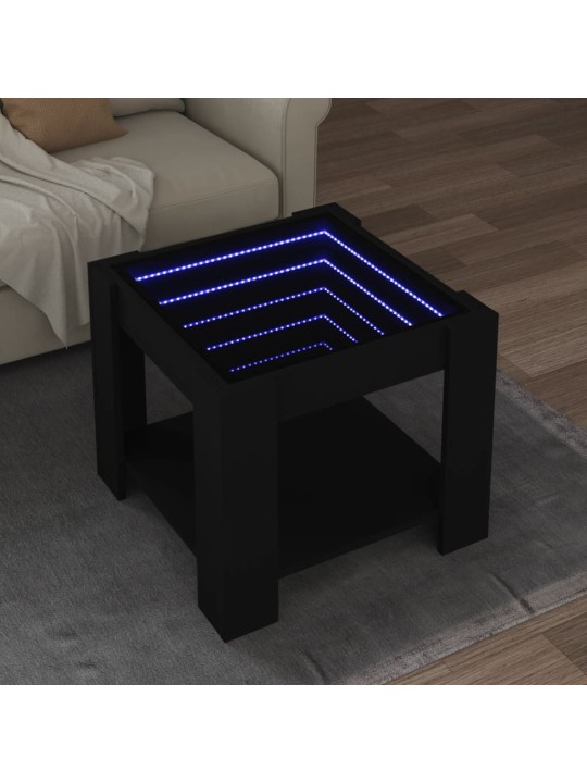 Konferenční stolek s LED černý 53 x 53 x 45 cm kompozitní dřevo