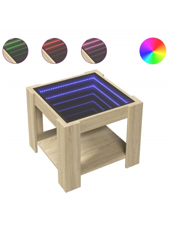 Konferenční stolek s LED dub sonoma 53 x 53 x 45 cm kompozit
