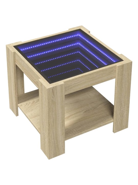 Konferenční stolek s LED dub sonoma 53 x 53 x 45 cm kompozit