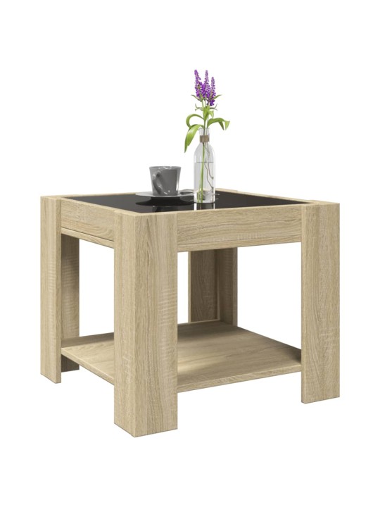 Konferenční stolek s LED dub sonoma 53 x 53 x 45 cm kompozit