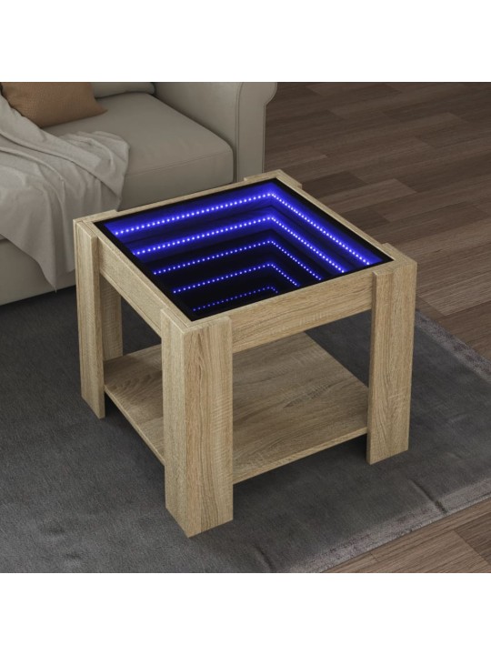 Konferenční stolek s LED dub sonoma 53 x 53 x 45 cm kompozit