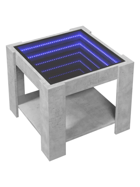 Konferenční stolek s LED betonově šedý 53 x 53 x 45 cm kompozit