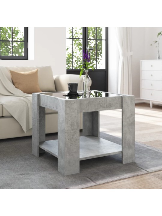 Konferenční stolek s LED betonově šedý 53 x 53 x 45 cm kompozit