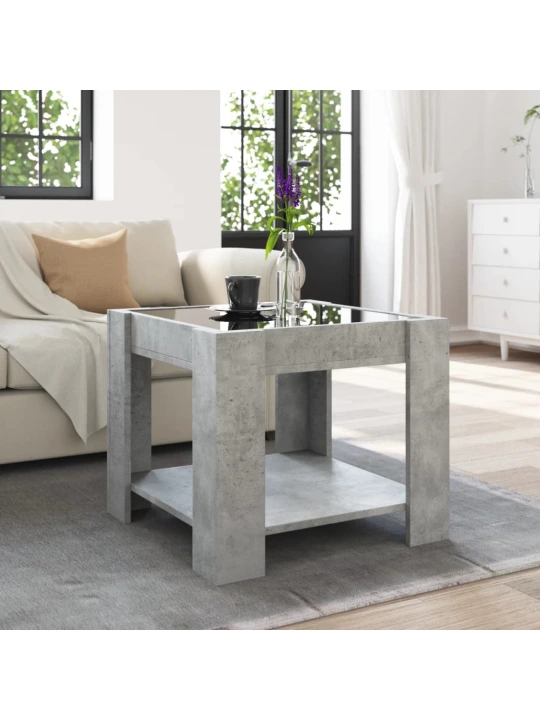 Konferenční stolek s LED betonově šedý 53 x 53 x 45 cm kompozit
