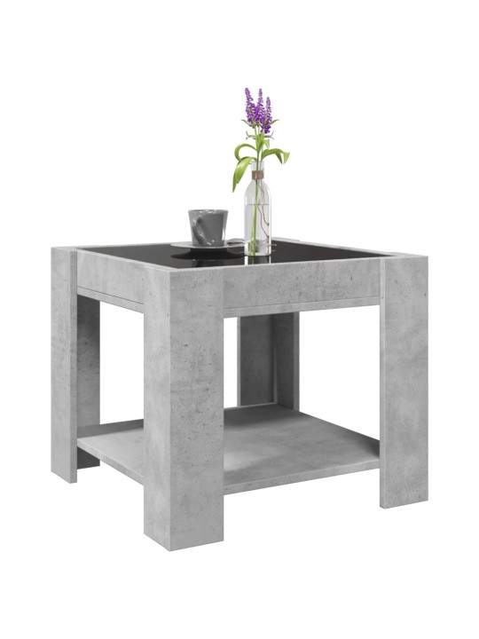 Konferenční stolek s LED betonově šedý 53 x 53 x 45 cm kompozit
