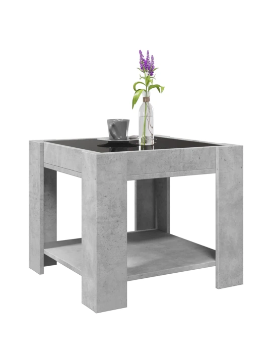 Konferenční stolek s LED betonově šedý 53 x 53 x 45 cm kompozit