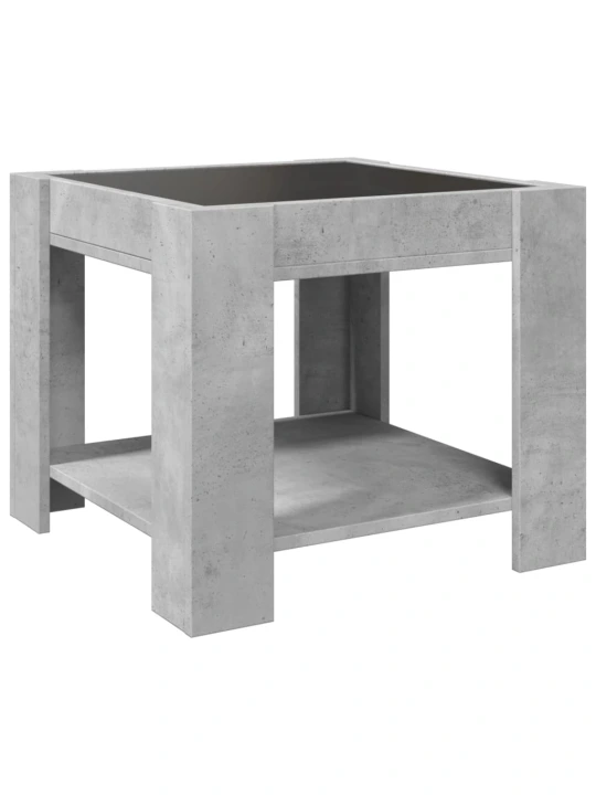 Konferenční stolek s LED betonově šedý 53 x 53 x 45 cm kompozit