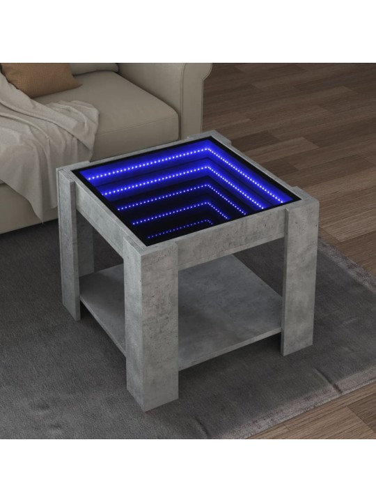 Konferenční stolek s LED betonově šedý 53 x 53 x 45 cm kompozit