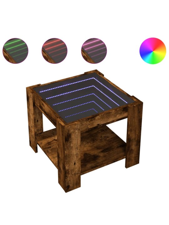 Konferenční stolek s led kouřový dub 53 x 53 x 45 cm kompozit