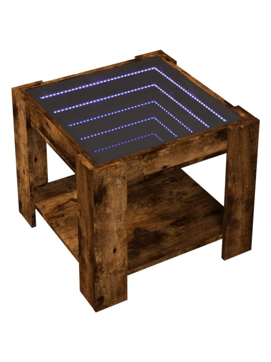 Konferenční stolek s led kouřový dub 53 x 53 x 45 cm kompozit