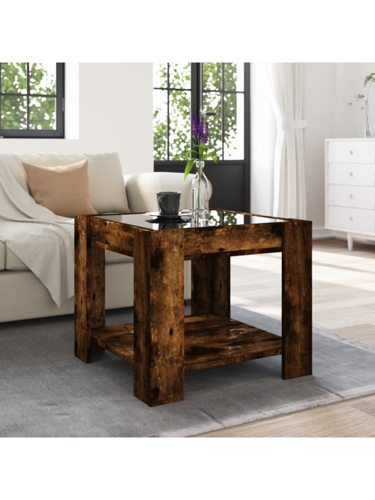 Konferenční stolek s led kouřový dub 53 x 53 x 45 cm kompozit