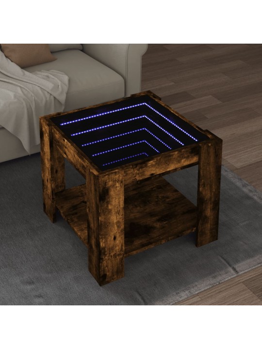 Konferenční stolek s led kouřový dub 53 x 53 x 45 cm kompozit
