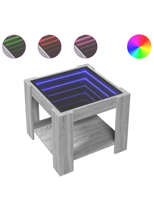 Konferenční stolek s led šedý sonoma 53 x 53 x 45 cm kompozit