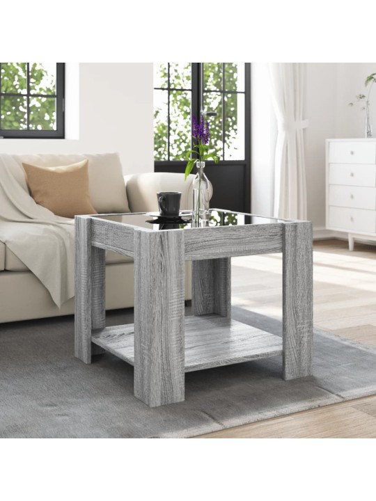 Konferenční stolek s led šedý sonoma 53 x 53 x 45 cm kompozit