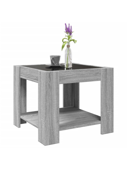 Konferenční stolek s led šedý sonoma 53 x 53 x 45 cm kompozit