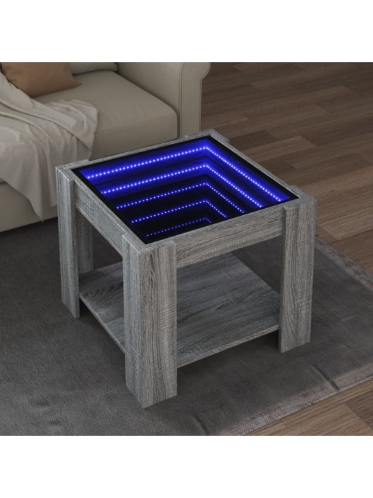 Konferenční stolek s led šedý sonoma 53 x 53 x 45 cm kompozit