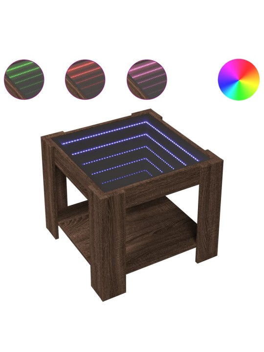 Konferenční stolek s led hnědý dub 53x53x45 cm kompozitní dřevo