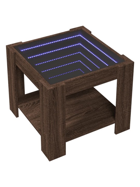 Konferenční stolek s led hnědý dub 53x53x45 cm kompozitní dřevo
